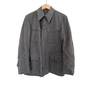 Vintage Bund ZB Wool Coat Jacket Lined Black Gray Front Pockets Mens Size 48